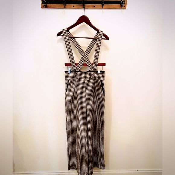 Vintage houndstooth pinafore pants - Picture 2 of 8